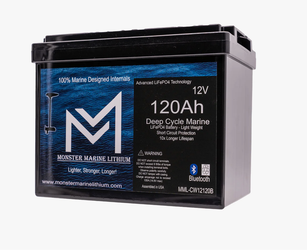 12V 120Ah Slim Bluetooth Lithium Deep Cycle Marine Battery MML-12120SB (w/ bluetooth)