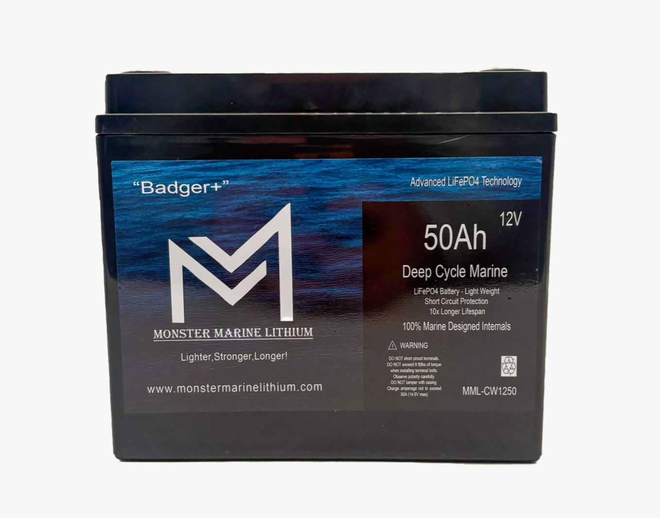 12v 50Ah Deep Cycle Lithium Marine Battery "Hyena" - MML-CW1250