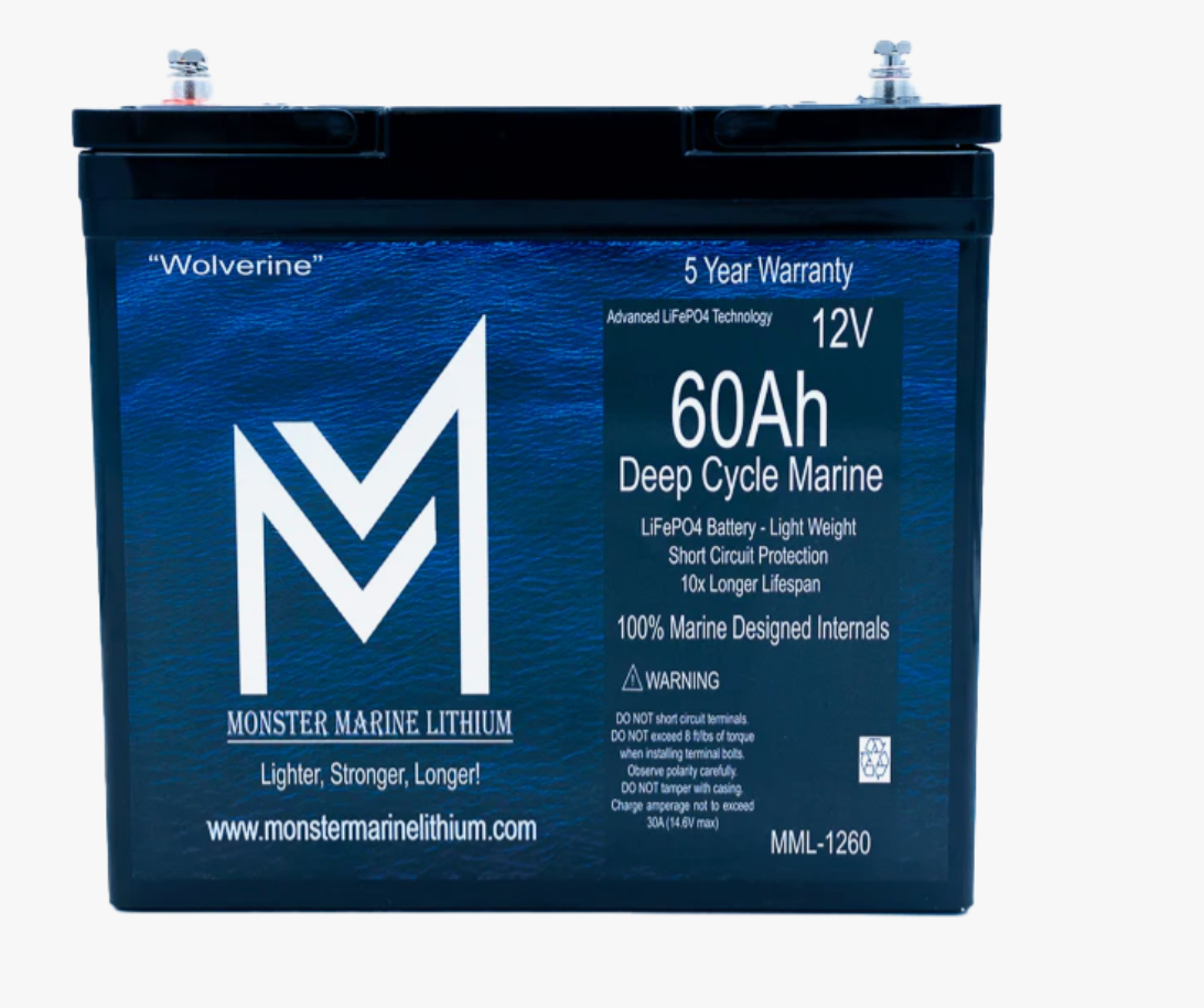 12v 60Ah Deep Cycle Lithium Marine Battery "Wolverine" - MML-1260