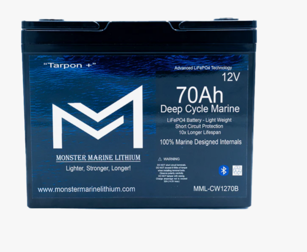 12v 70Ah Deep Cycle Lithium Marine Battery "Tarpon" Bluetooth