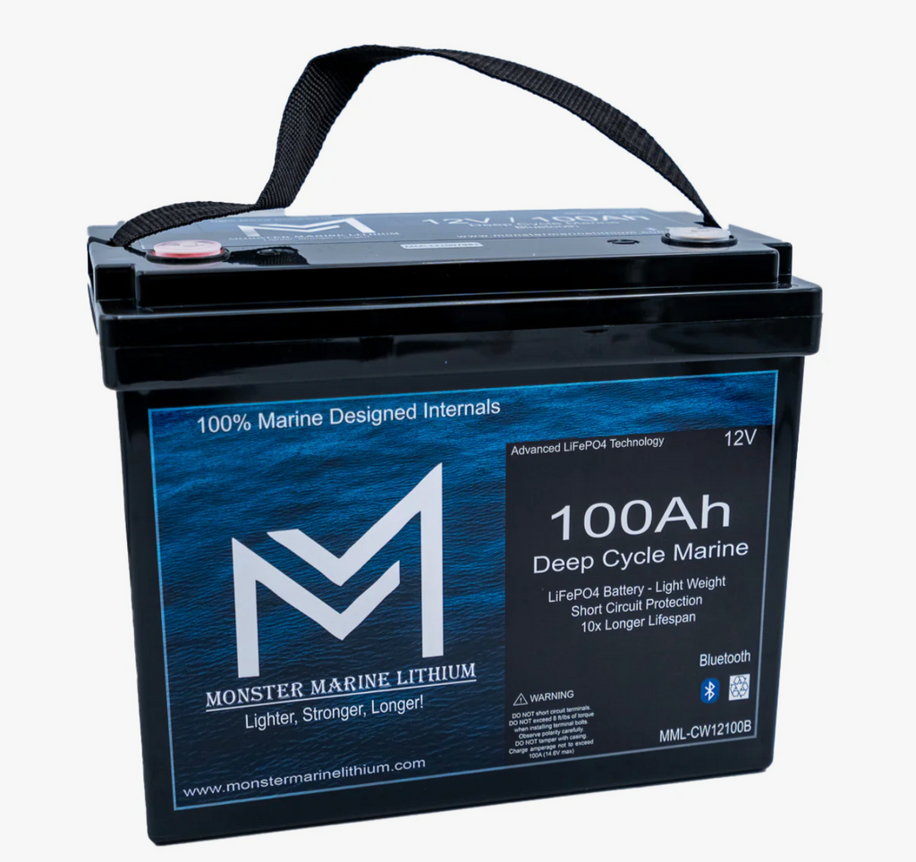 12v 100Ah Slim Series Bluetooth Deep Cycle Lithium Marine Battery Group 24