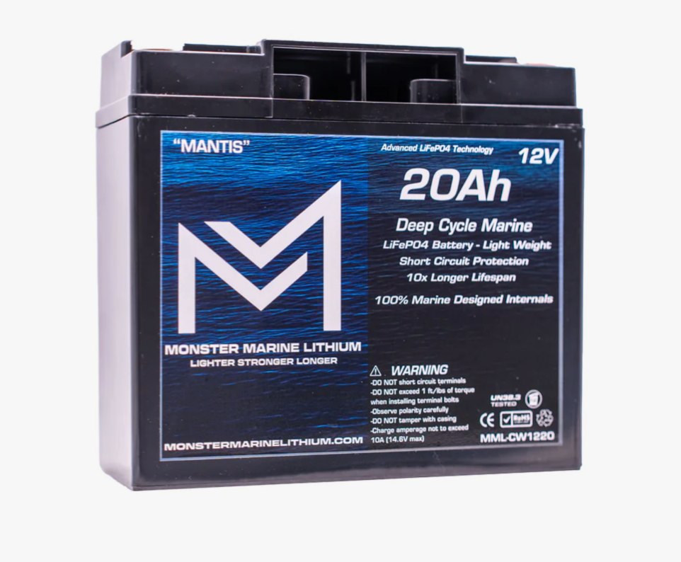 12v 20Ah Deep Cycle Lithium Marine Battery "MANTIS"