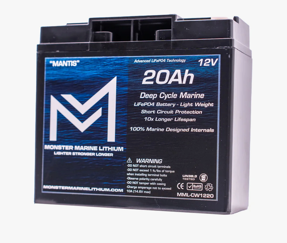 12v 20Ah Deep Cycle Lithium Marine Battery "MANTIS"
