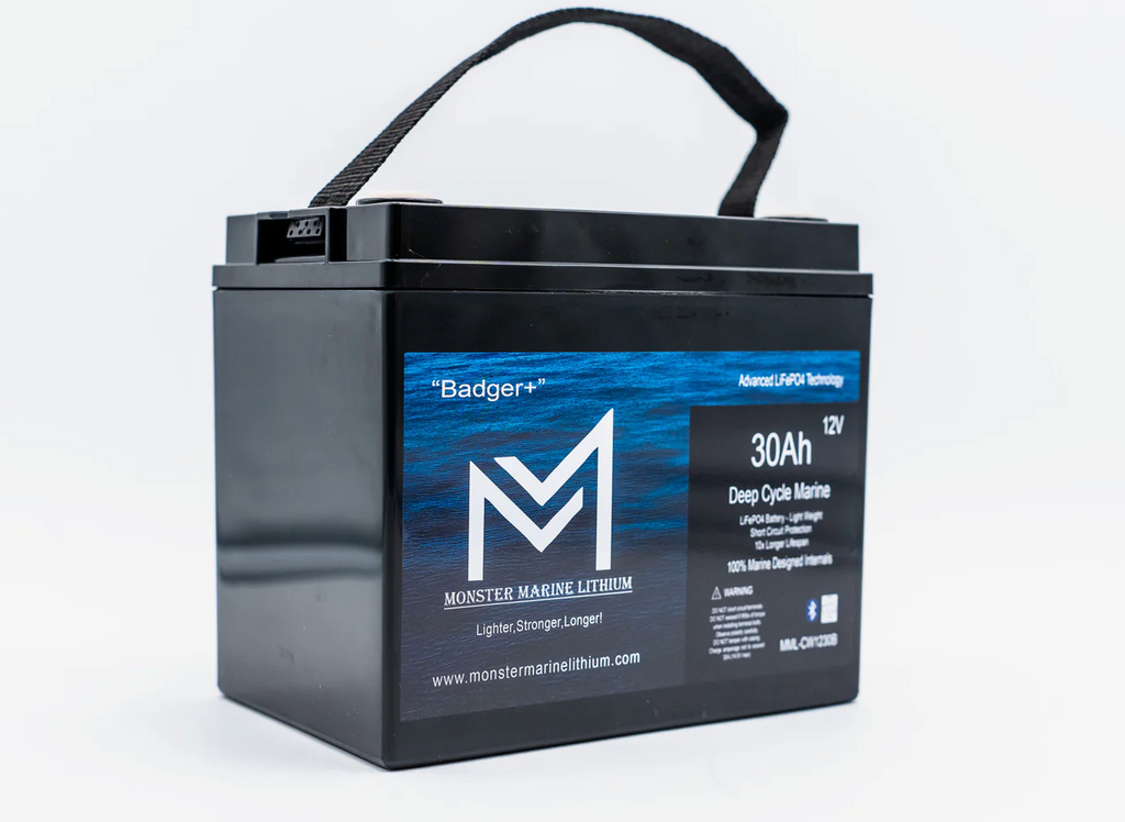 12v 30Ah Deep Cycle Lithium Marine Battery "Badger" - Bluetooth - MML-1230B
