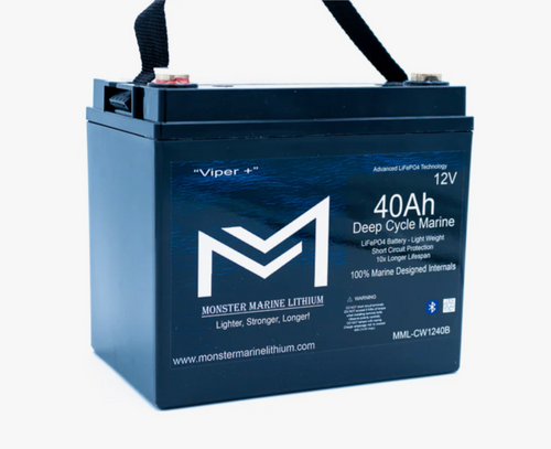 12v 40Ah Deep Cycle Lithium Marine Battery "Viper" - Bluetooth - MML-CW1240B