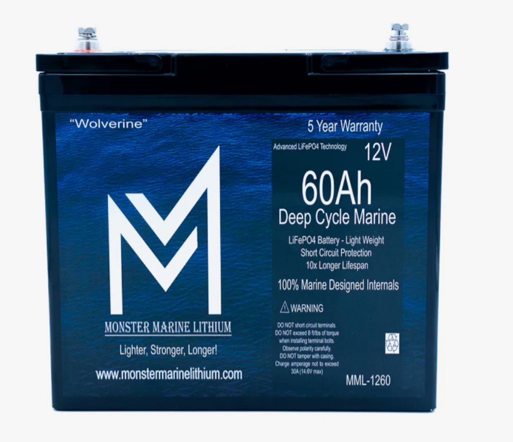 12v 60Ah Deep Cycle Lithium Marine Battery "Wolverine" - MML-1260