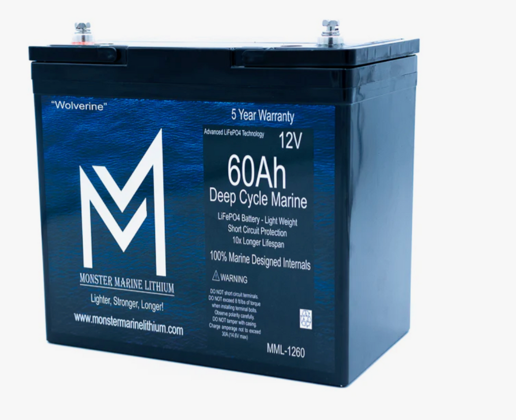 12v 60Ah Deep Cycle Lithium Marine Battery "Wolverine" - MML-1260