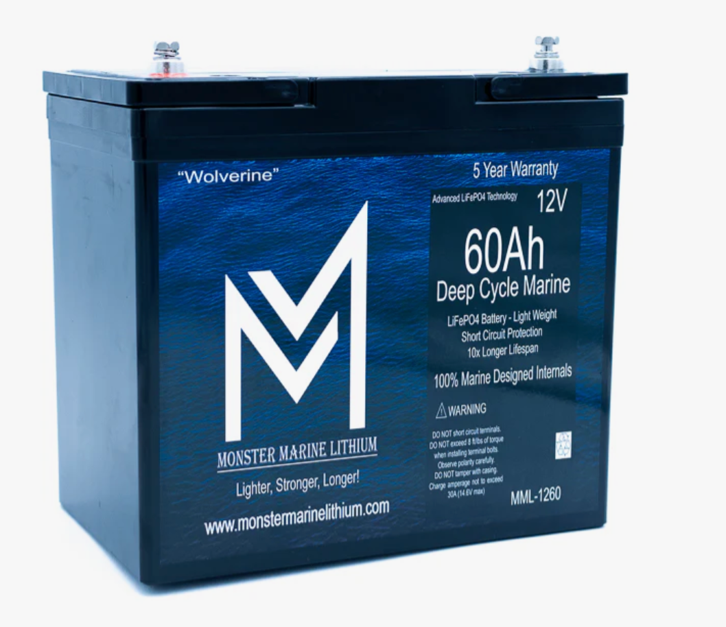 12v 60Ah Deep Cycle Lithium Marine Battery "Wolverine" - MML-1260