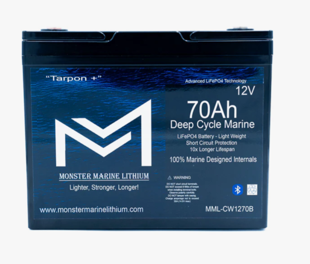 12v 70Ah Deep Cycle Lithium Marine Battery "Tarpon" Bluetooth