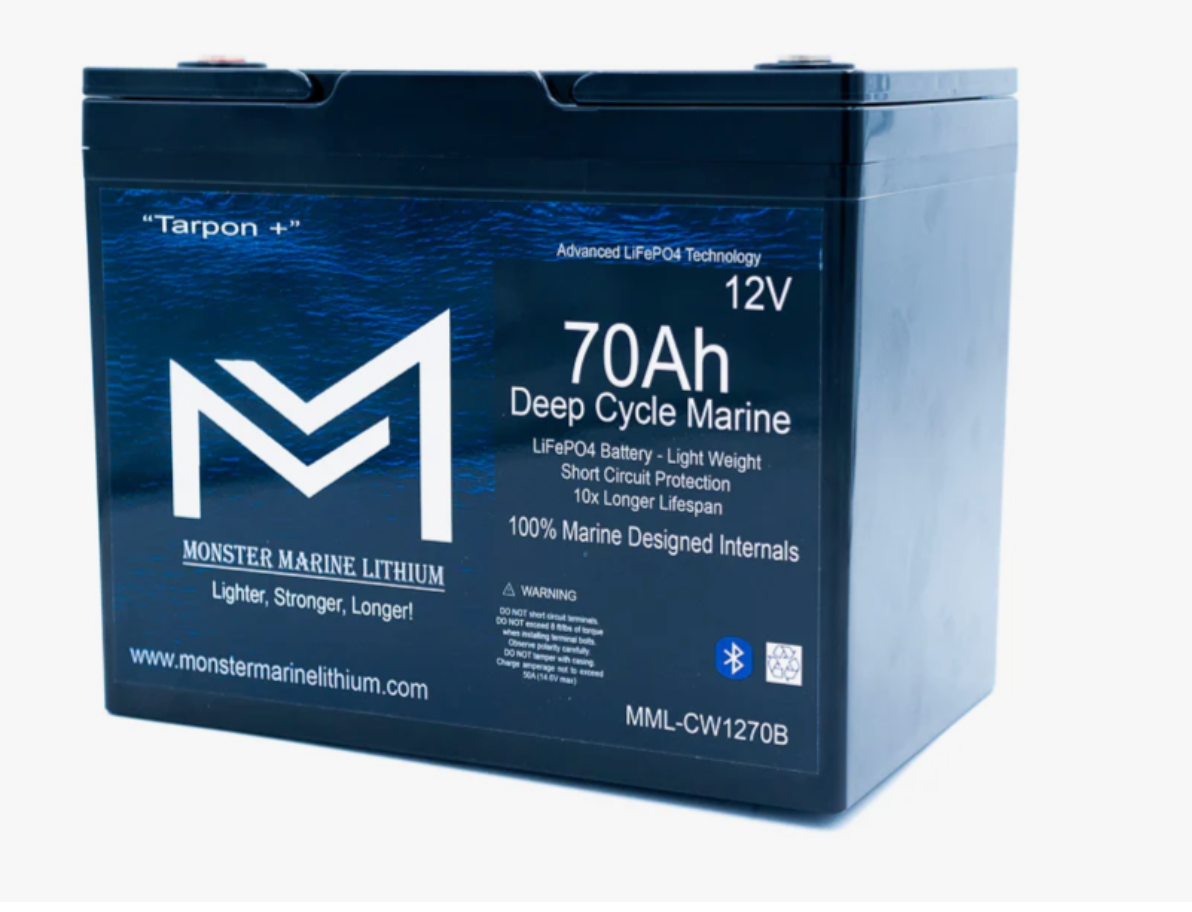 12v 70Ah Deep Cycle Lithium Marine Battery "Tarpon" Bluetooth