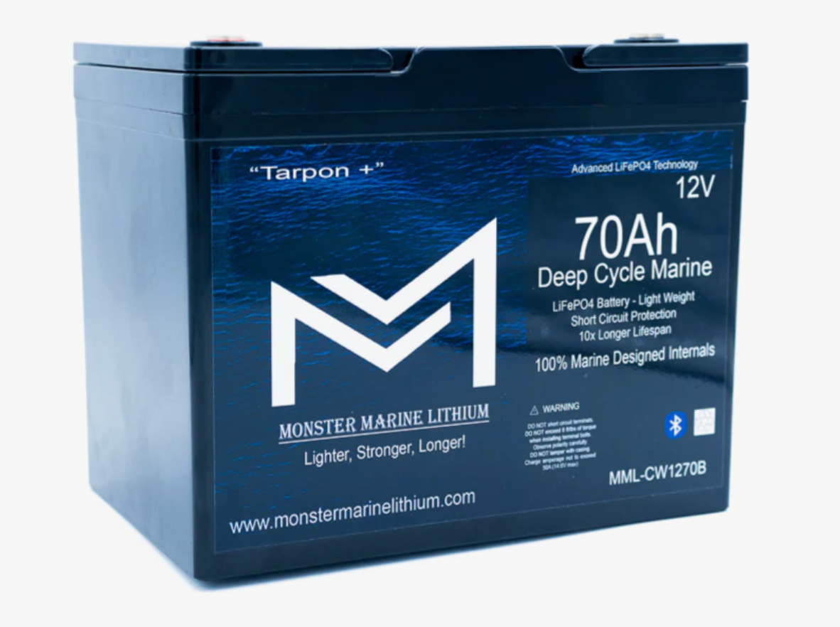 12v 70Ah Deep Cycle Lithium Marine Battery "Tarpon" Bluetooth