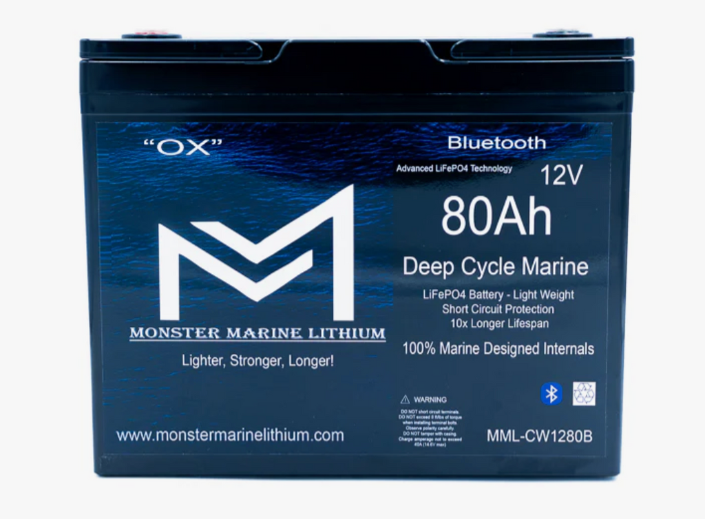 12v 80Ah Bluetooth Deep Cycle Lithium Marine Battery