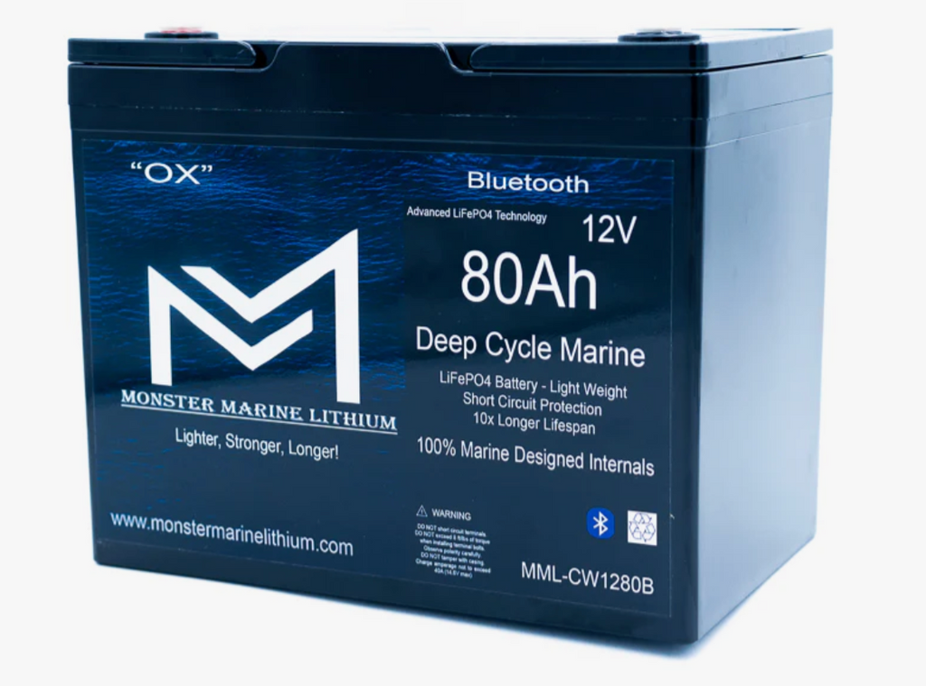 12v 80Ah Bluetooth Deep Cycle Lithium Marine Battery
