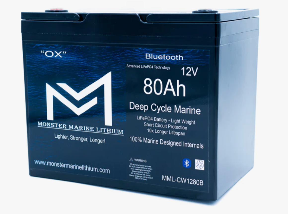 12v 80Ah Bluetooth Deep Cycle Lithium Marine Battery