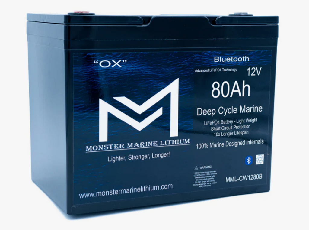 12v 80Ah Bluetooth Deep Cycle Lithium Marine Battery