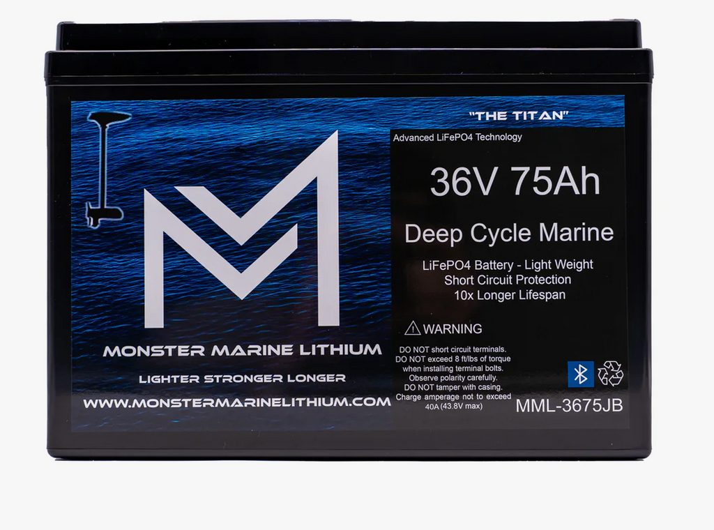 36V 75Ah Bluetooth Lithium Trolling Battery MML-CW3675B "Titan"