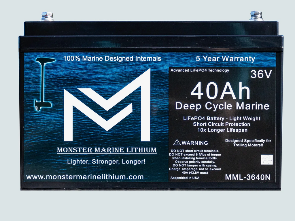 36V 40AH Bluetooth Deep Cycle Lithium Marine Trolling Battery MML-3640B