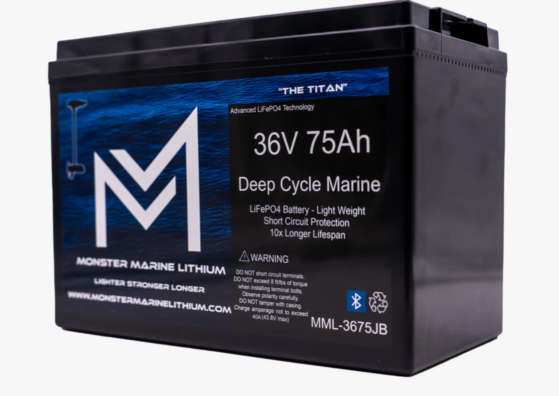 36V 75Ah Bluetooth Lithium Trolling Battery MML-CW3675B "Titan"