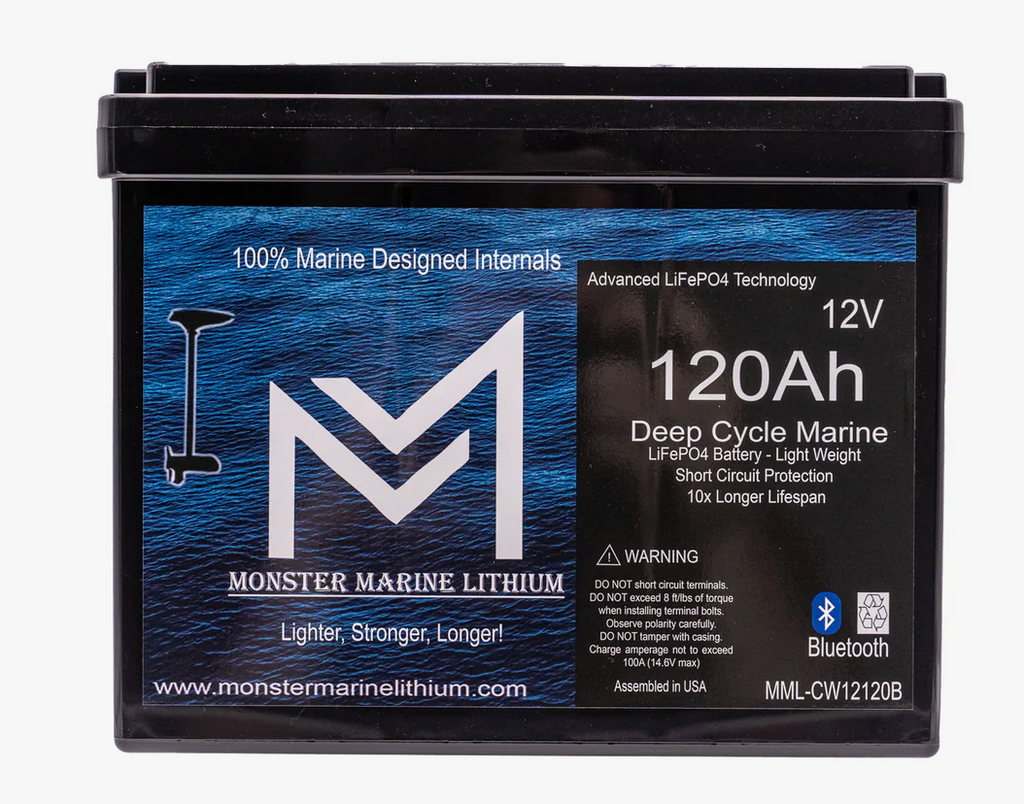 12V 120Ah Slim Bluetooth Lithium Deep Cycle Marine Battery MML-12120SB (w/ bluetooth)